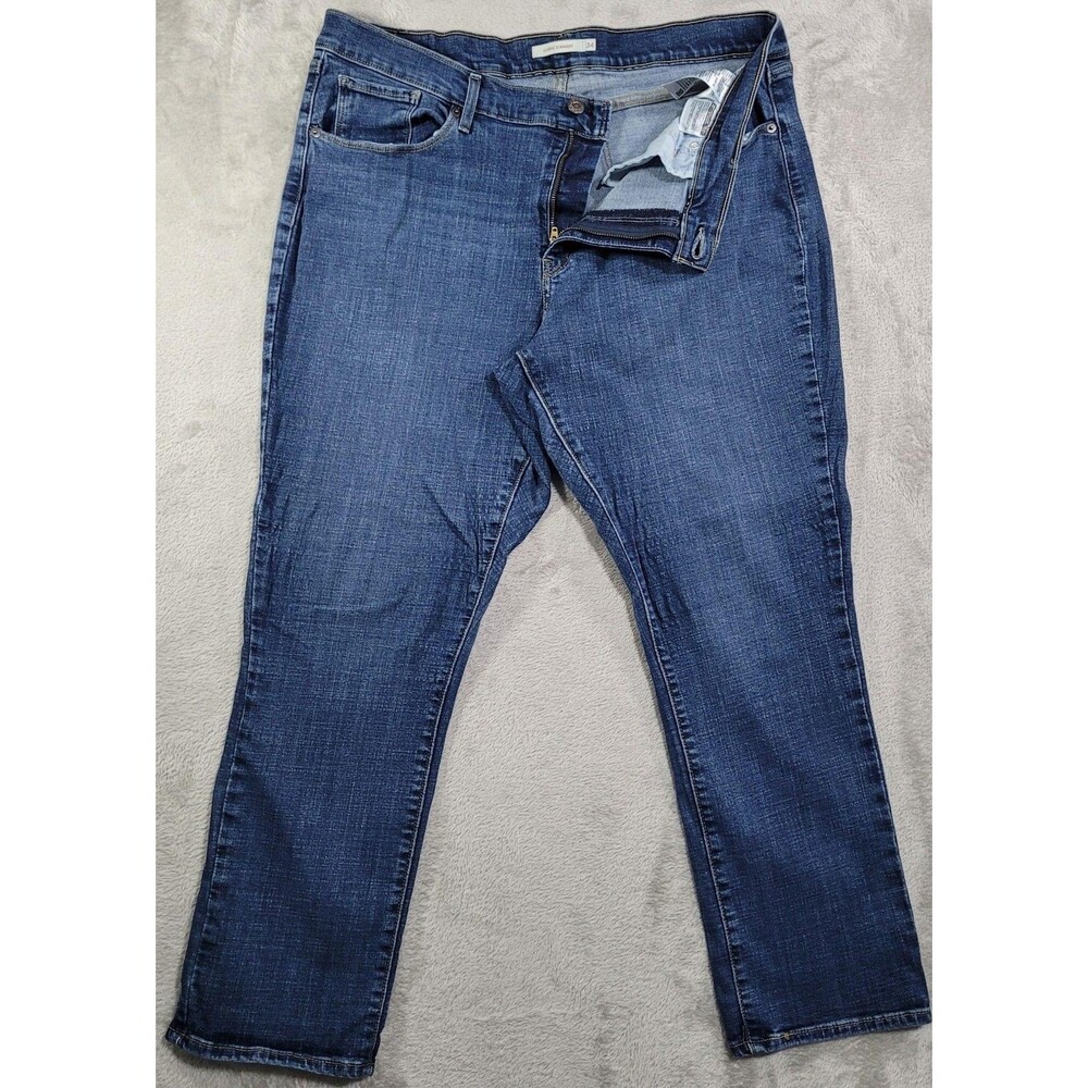 Levi's Classic Straight Jeans Womens 34x28 Blue Med Wash Stretch Denim Cotton